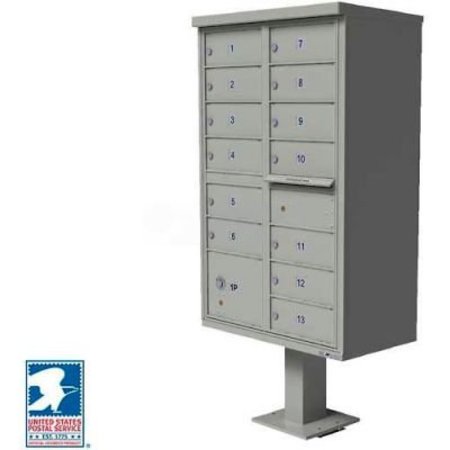 FLORENCE MFG CO Vital Cluster Box Unit, 13 Mailboxes, 1 Parcel Locker, Postal Grey 1570-13AF